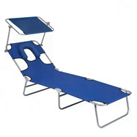 Adjustable Backrest Folding Lounge Chair Metal Frame Folding Outdoor Cot Textile Surface Reclining Cot Side Support Loops for Patio, Balcony, Yard, Sunbathing Area