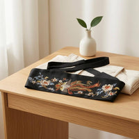 Wide Bird Embroidered Waist Belt Tie Closure Embroidered Waist Belt