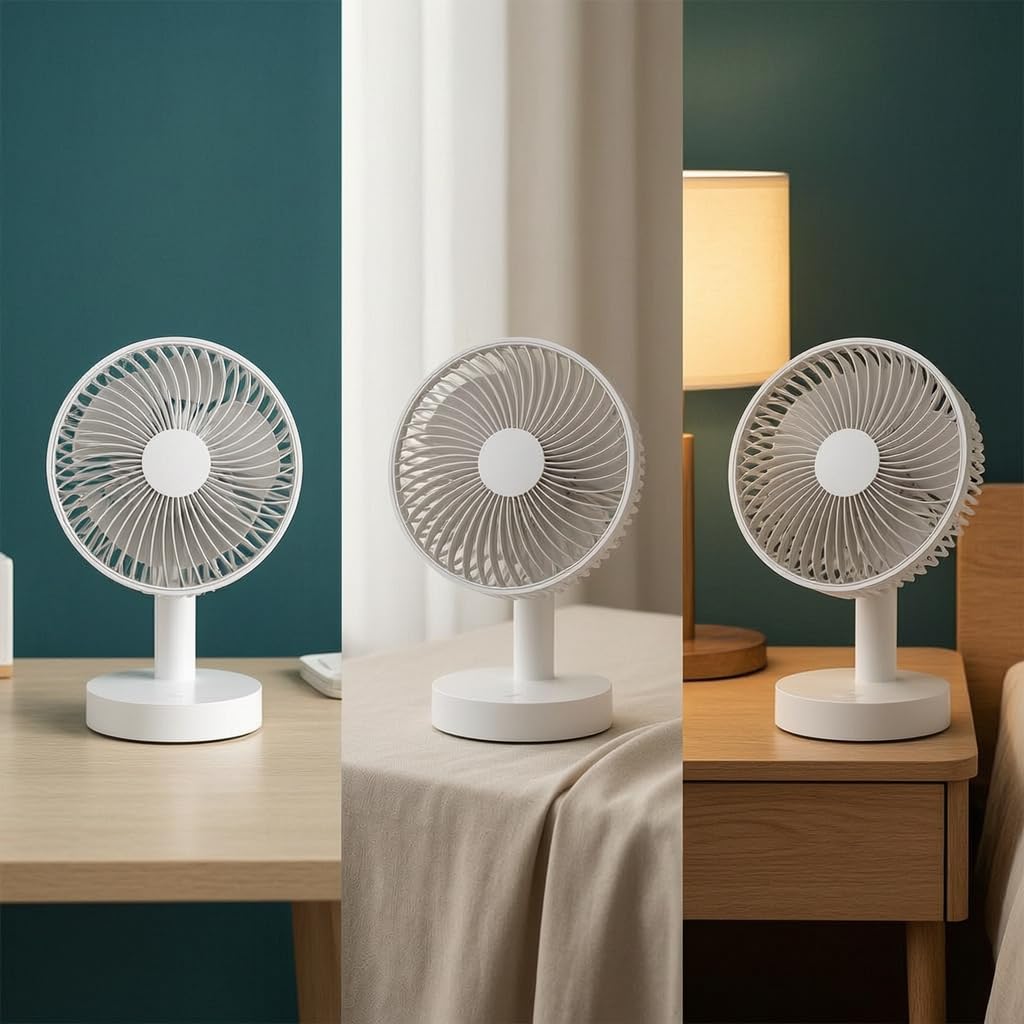 6-Inch USB Rechargeable Desk Fan for Home and Office, Long Battery Life, Bedside Fan