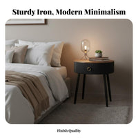 Light Luxury Feel Fluted Drum Table Minimalist Design Round Fluted Nightstand Sturdy Construction Bedside Cabinet Multifunctional for Apartment Dwellers, Homeowners, Interior Decorators, Living Room, Bedroom, Entryway, Home Creamice