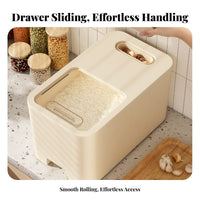 Moisture-Proof Rice Storage Container Sliding Lid Large Capacity Rice Bin Transparent Scale Window for Families, Pantry, Countertop, Cabinet