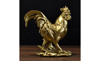 Golden-Hued Cockerel Statue Realistic Detail Cockerel Figurine Hand Painted Cockerel Sculpture for Courtyard, Patio, Office