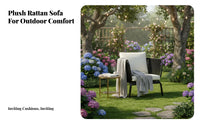 4 Pieces 4-Piece Woven Sofa Set Weather-Resistant 4-Person Sofa and Chair Set Water seat pads Outdoor Furniture for Garden, Sunroom, Backyard
