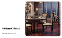Modern Chinese Design Upholstered High-Back Chair Comfortable Cushion Upholstered High-Back Chair with Handle Sturdy Frame Dining Room Seat Ergonomic Design for Restaurant Owners, Hotel Managers, Interior Designers, Banquet Hall, Kitchen, Office, Bedroom