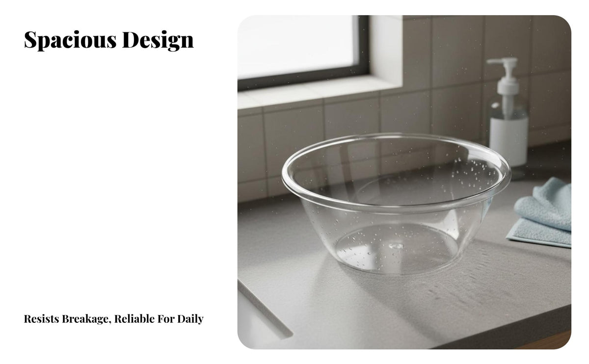 3 Pieces Transparent Bucket and Basin Set With Handle Clear Bucket Basin Ladle Set Easy to Carry Portable Water Pail for Kitchen, Laundry Room