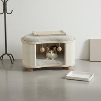 Cat House Stool Four-Season Enclosed Pet Hideaway Multifunctional Stackable Pet Condo for Entryway