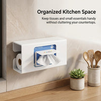 Fridge Organizer Dispenser Box for Dorm Room Students, No-Drill Metal Paper Towel Holder for Kitchen, Versatile Wall Mount Roll