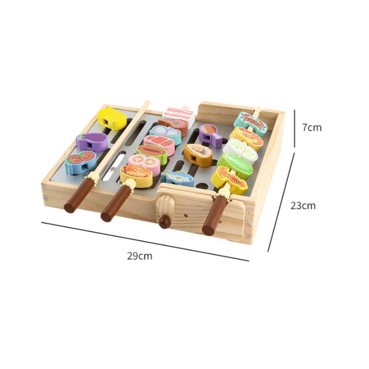 Fine Movement Skills Pretend BBQ Grill Toy Educational Wooden Barbecue Playset Realistic Kids Grill Playset Polished Edges for Kindergarten