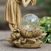 Glass Ball Fairy Sculpture Outdoor Use Resin Fairy Statue Flower Base Celestial Figure Figurine for Patio