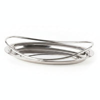 Serving Piece Silver Serving Tray Tabletop Decor Raised boarder Metal Frame