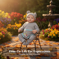 Handcrafted Newborn Figure Hand-Rooted Eyelashes 18 Inch Vinyl Doll Ideal Gift children's Toy for Collectors, Parents, Home Decoration, Play Period