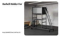 Large Capacity Home Gym Storage Rack Movable with Locking Wheels Exercise Mat and Dumbbell Holder Lockable Casters Dumbbell and Exercise Mat Stand Heavy-Duty for Garage