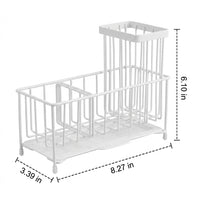 Kitchen Sink Organizer with Drip Tray, 304 Stainless Steel Countertop Drainer, Sponge Holder and Dish Brush Holder for Small Kitchen Storage Use
