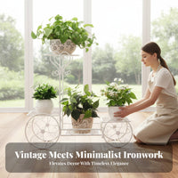 Space-Saving Multi-Tier Plant Stand Decorative Multi-Level Flower Cart Sturdy Construction Display Rack Indoor & Outdoor Use for Gardeners, Homeowners, Gift Givers, Balcony, Living Room, Window Side, Entryway