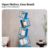 Space-Saving Tilted Cube Structure Minimalist Aesthetic Bookcase Multi-Functional Storage Rack Creative Design for Apartment Dwellers, Homeowners, Collectors, Corner, Living Room, Small Areas, Bedroom