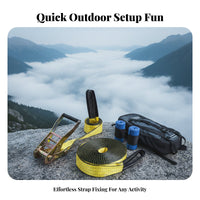 Core Strength Training Slackline Kit Includes Tree Protectors Ratchet Slackline Set Outdoor Balance Strapping for Beginners, Adults, Families, Backyard, Park, Camping