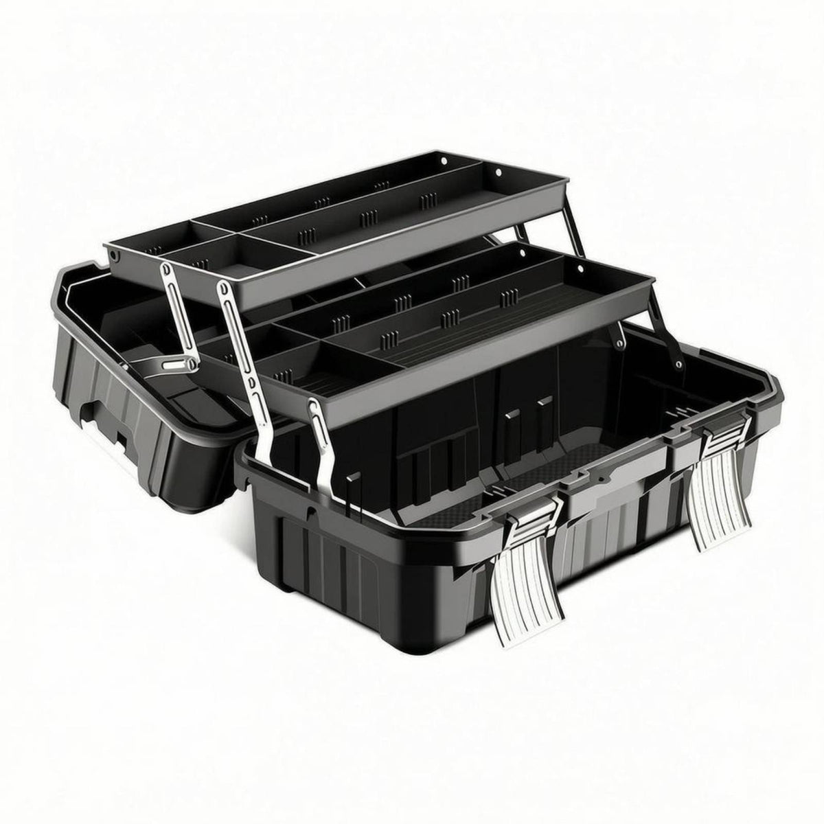 Three-Layer Toolbox Tiered Interior Tool Box Three-Layer Tool Box Ribbed Portable Storage Case Multipurpose