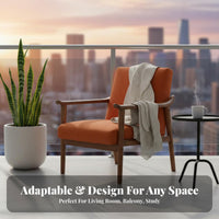 Upholstered Armchair with Wooden Frame Modern & Design Lounge Chair Curved Spinerest Thick Pad for Young Adults, Office Workers