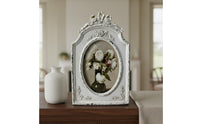 Bowknot Oval Frame Handcrafted Finish Ornate Relief Frame Gift Idealhome Decor for Living Room, Desktop