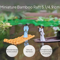 Mini Bamboo Raft Model, Floating Resin Boat Decor