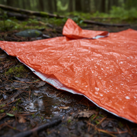 Emergency Thermal Rain Poncho with Whistle and Storage Bag for Outdoor Camping Hiking Survival