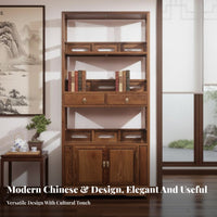 New Chinese aesthetic Collectible Showcase Multimulti-tier Shelving Asymmetrical Curio Cabinet Large Capacity Display Shelf Sturdy Construction for Book Lovers, Interior Designers, Study Room, Home Office, Entrypath, Playroom