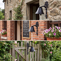 Wall-Mounted Bell with Pull Rope Rustic Hanging Bell with Pull Rope for Entryway