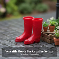 Miniature Rain Boots Realistic Design 3.5cm Doll Shoes Pretend Play Toy Tiny Silicone Boots for BJD Hobbyists, Miniaturists, Christmas Dioramas