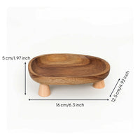 Compact Oval Tray with Legs Decorative Elevated Wooden Tray Elegant Smooth for Coffee Table