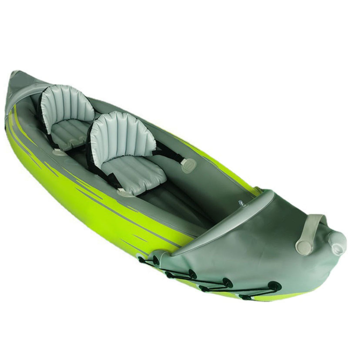 Thickened Design 2-Person Inflatable Fishing Boat Foldable 2-Person Inflatable Boat Puncture Resistant Tandem Kayak Adjustable Padded Seats for Families, Beginners, Rivers, Coastal Waters, Recreational Cruising, Calm Sea