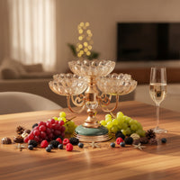 Decorative Tiered Glass Fruit Bowl Scalloped Multi-Bowl Serving Stand Versatile Tiered Platter Practical for Coffee Table, Holiday Gatherings