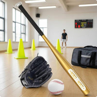 4 Pieces Stitched Baseball Starter Set Padded Junior Baseball Set Metal-Looking Children's Play Gear Black Grip