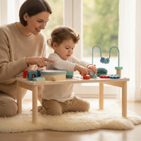 Wooden Activity Table with Bead Maze Educational Child-Centered Activity Table Developmental Interactive for Toddlers, Playroom
