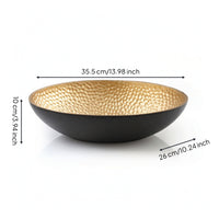 Oval Bowl with Hammered Texture Elegant Aluminum Bowl with Wide Large Serving Dish for Dining Table