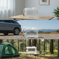 water container with Lid and Spigot Transparent with Spigot Square Dispenser for Road Trips