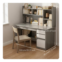 Writing Desk with Bookshelf Large Tabletop Student Workstation with Storage Spacious Desktop Computer Desk Hutch for Students, Bedroom