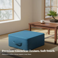 Removable and Washable Square Floor Cushion Linen Material Tatami Seat Cushion Natural Material for Living Room, Bedroom, Bay Window