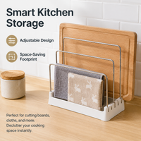 Cutting Board Rack & Knife Block Holder, Countertop Knife Storage Rack for Limited Space, Synthetic Polymer & Stainless Steel Kitchen Organiser
