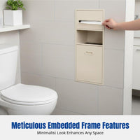 Recessed Stainless Steel Bathroom Niche, Tissue Holder, Trash Can, Space-Saving Shelf