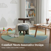 Upholstered Swivel Stool with Backrest Multi-Purpose Low Chair for Living Room