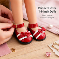 5.5cm Cotton Doll Shoes with Bowknot Lace for 14-inch Dolls