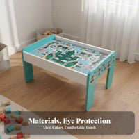 Easy to Clean Childrens Block Table and Chair Set Rounded Corner Design Toddler Building Block Table Kids Learning Desk with Storage for Toddlers, Preschoolers, Parents, Playroom, Preschool, Classroom, Living Room