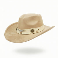 Suede Cowboy Hat Creased Crown Cowboy Hat with Concho Western Classic for Men, Festivals, Concerts