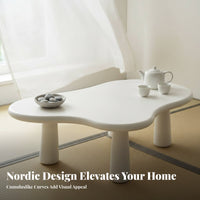 Minimalist aesthetic Fluffy FormShaped Low Table sturdy Wood Legs Fluffy FormShaped Centerpiece Small Space accommodating Living Room Furniture Modern Aesthetic for Apartment Dwellers, New Homeowners, Design aficionados, Lounge Area, Home, Indoor, Bedroom