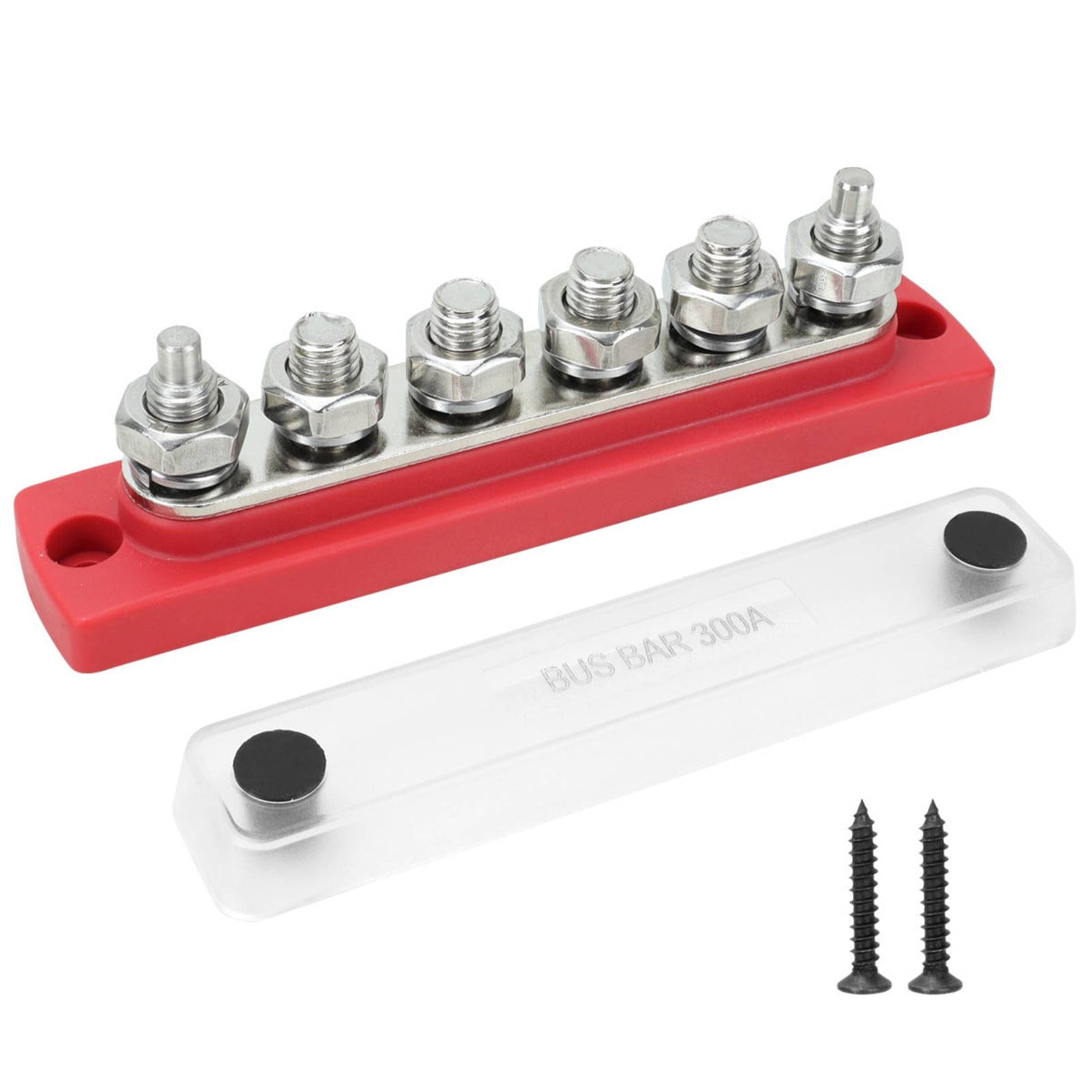 6 Terminal Bus Bar Heavy-Duty Bus Bar with Cover Compact for Marine, Automotive