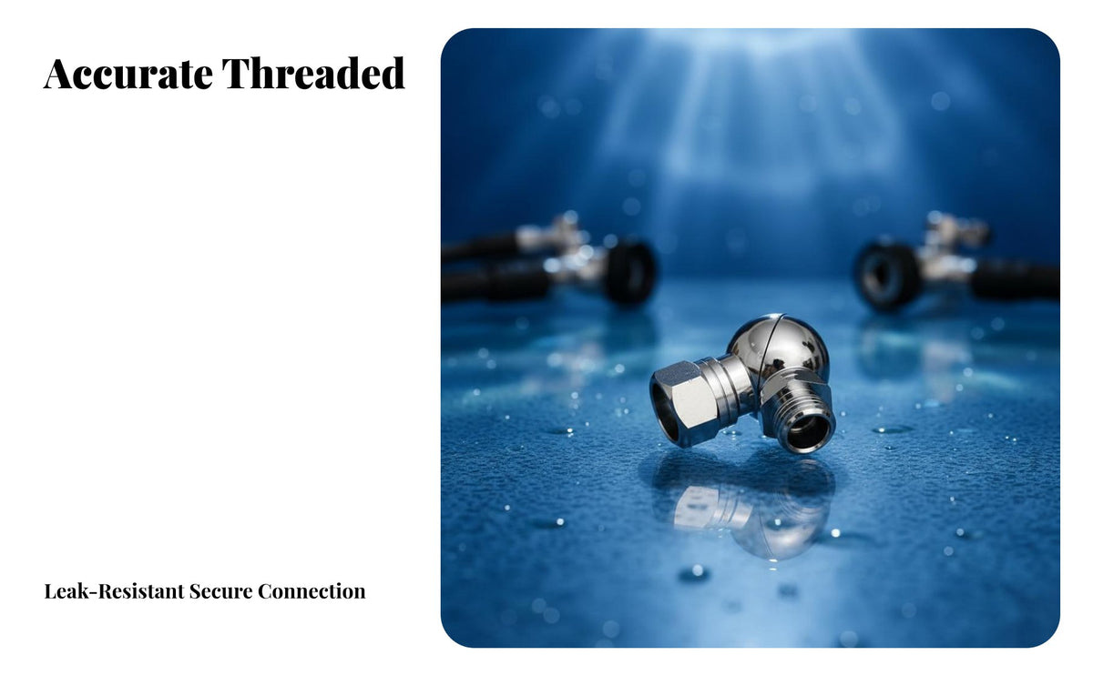 Machined Brass Second Stage Regulator Adapter Chrome Plated Second Stage Angled Adapter Resistant 360 Degree Regulator Swivel Long-Lasting for Sidemount Divers, Underwater Explorers