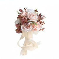 Bridal Floral Bouquet Artificial Flowers Bridal Artificial Flower Ribbon Bow Event Decoration for Brides, Bridesmaids