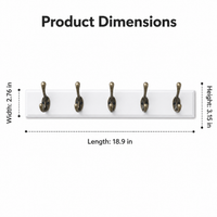 Wood Coat Rack Wall Mount, 5 Hook Modern Wooden Coat Rack for Mudroom, Space Saving Hallway Entryway Organizer