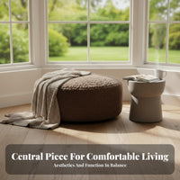 Round Pouf Pillow Wabi-Sabi Aesthetic Round Hassock Uniform Color Thick Padding for Interior Decorators, Bay Opening