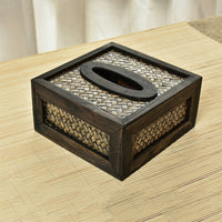 Tissue Box for Home Office and Car Tissues, Rectangular Rattan Tissue Holder, Handmade Woven Facial Dispenser, Creative Retro Decorative Style